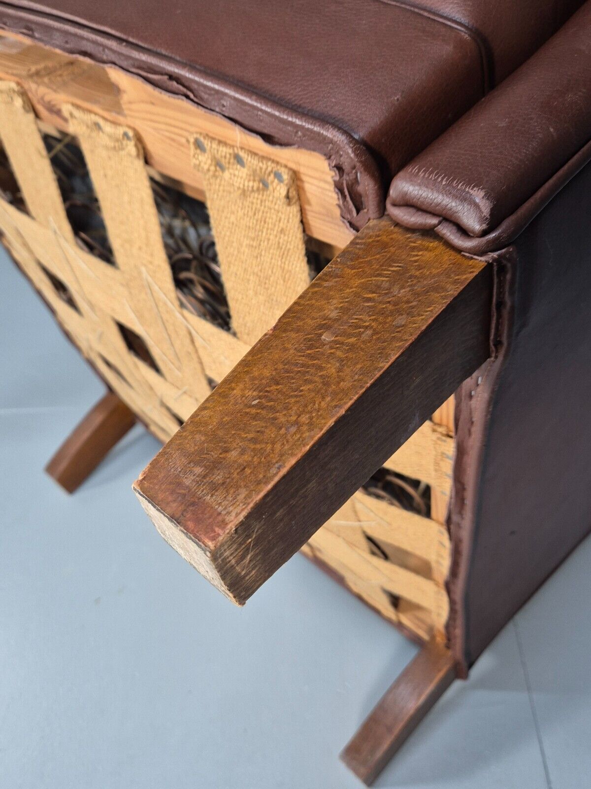 Vintage Danish Wingback Armchair Brown Leather Button Detail EB8782 VLEA - UKDK FURNITURE
