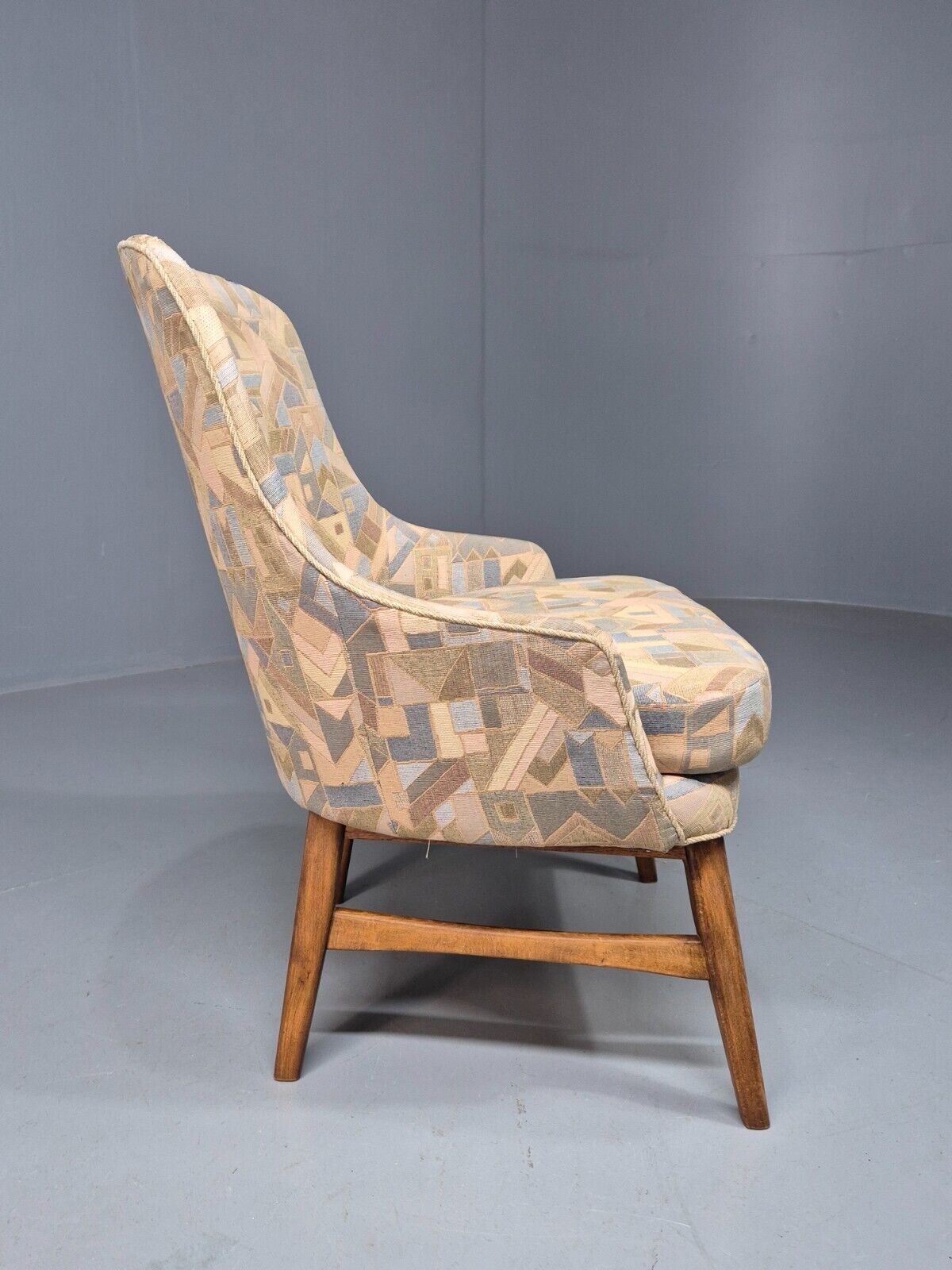 Vintage Danish Lounge Chair Multi Coloured Curved Retro 1950s MCM EB8253 MNOR - UKDK FURNITURE