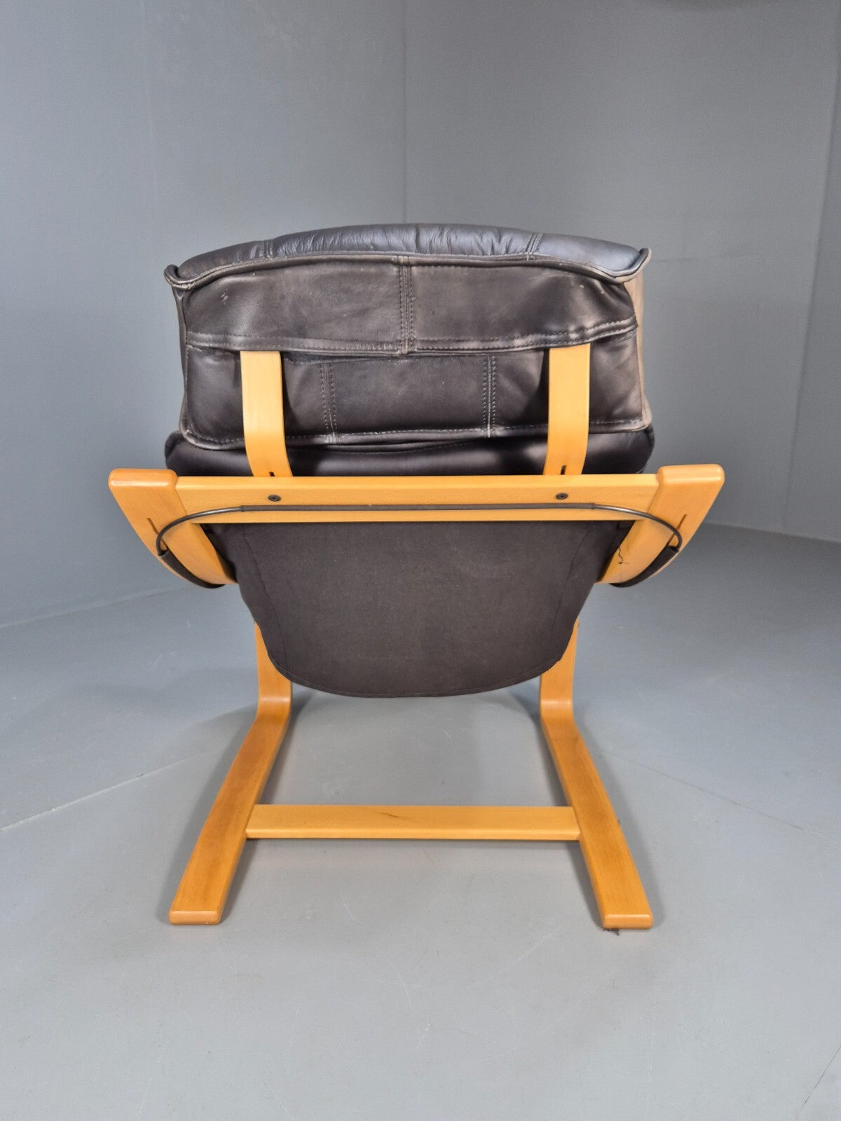 Vintage Danish Lounge Chair Black Leather and Bentwood 1980s Retro EB9496 MBEN - UKDK FURNITURE