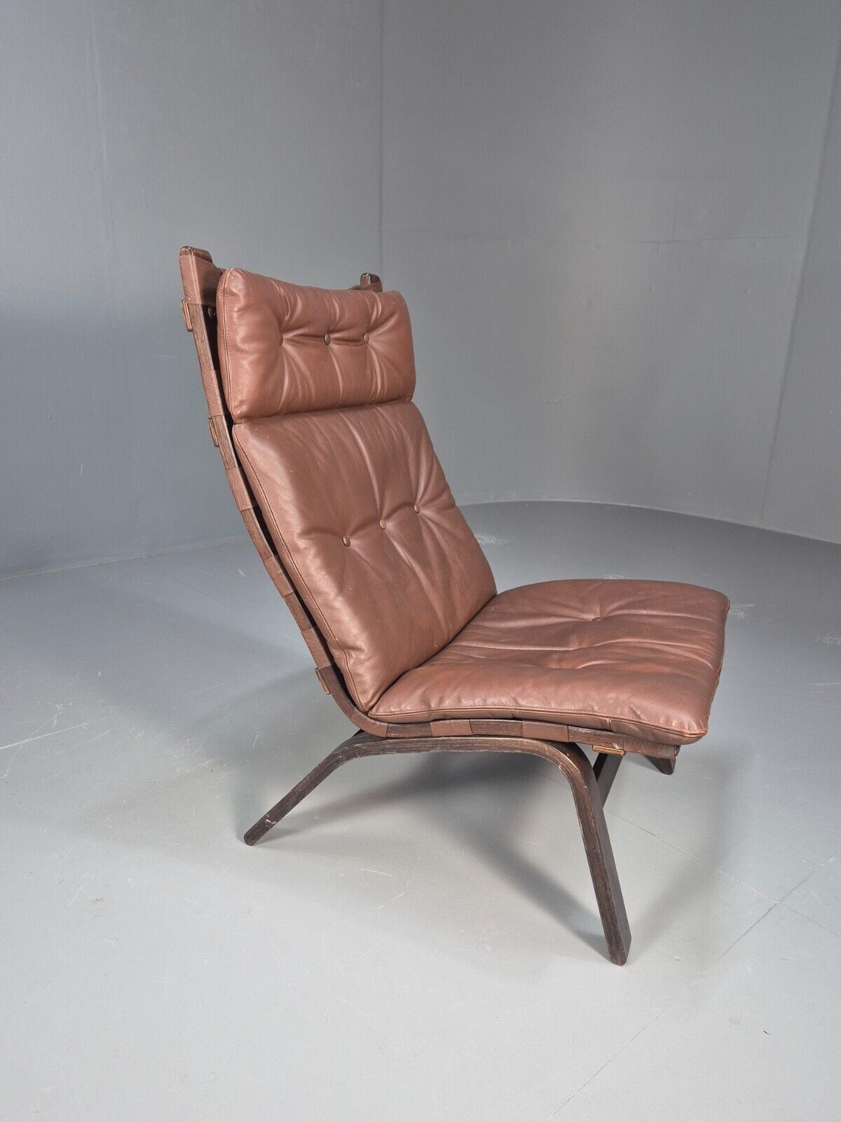 Vintage Danish Lounge Chair Brown Leather Bentwood Farstrup Retro EB8885a MBEN - UKDK FURNITURE
