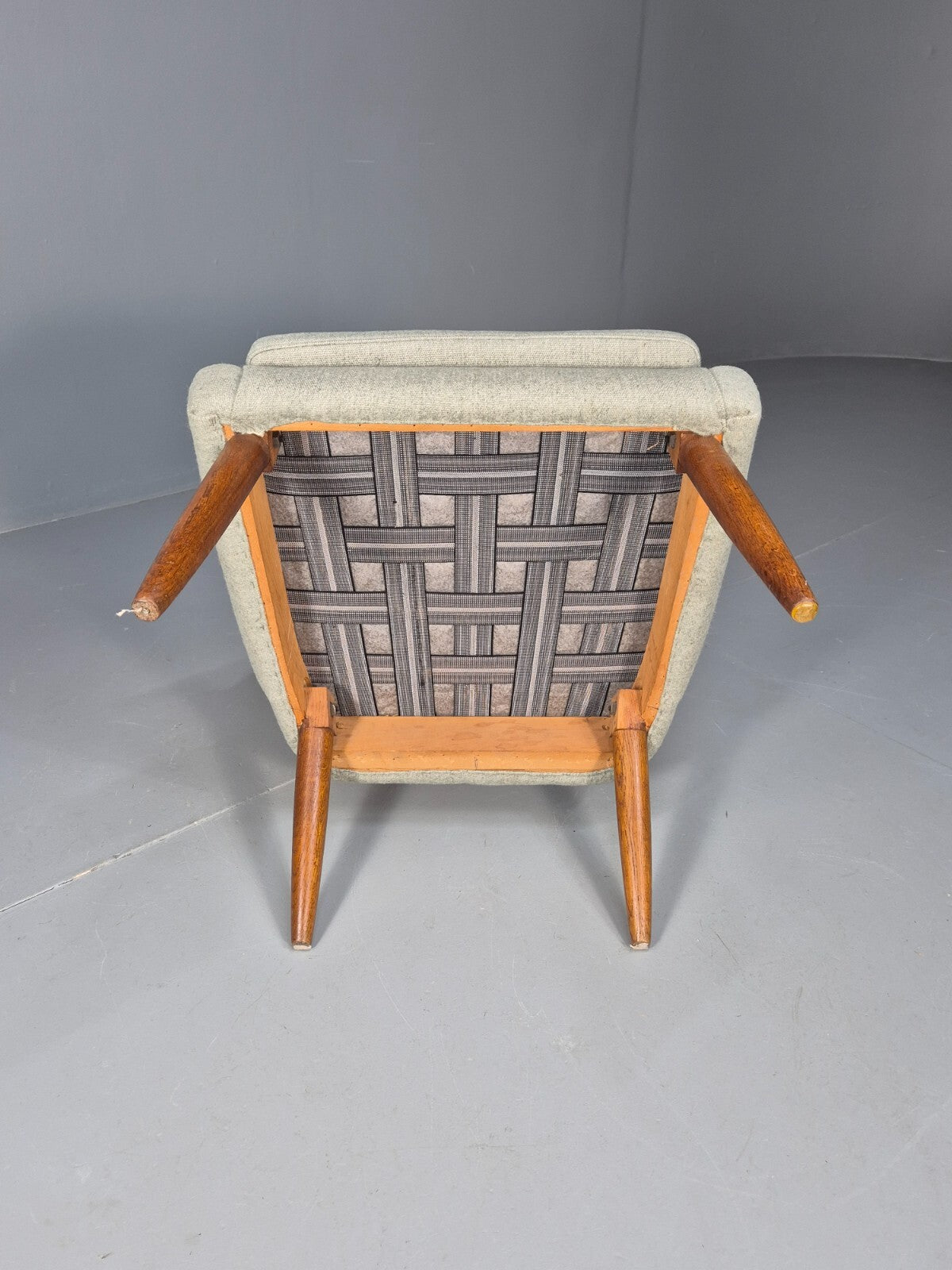 Mid Century Danish Chair Light Mint Grey Wool Oak Legs Vintage MNOR - UKDK FURNITURE