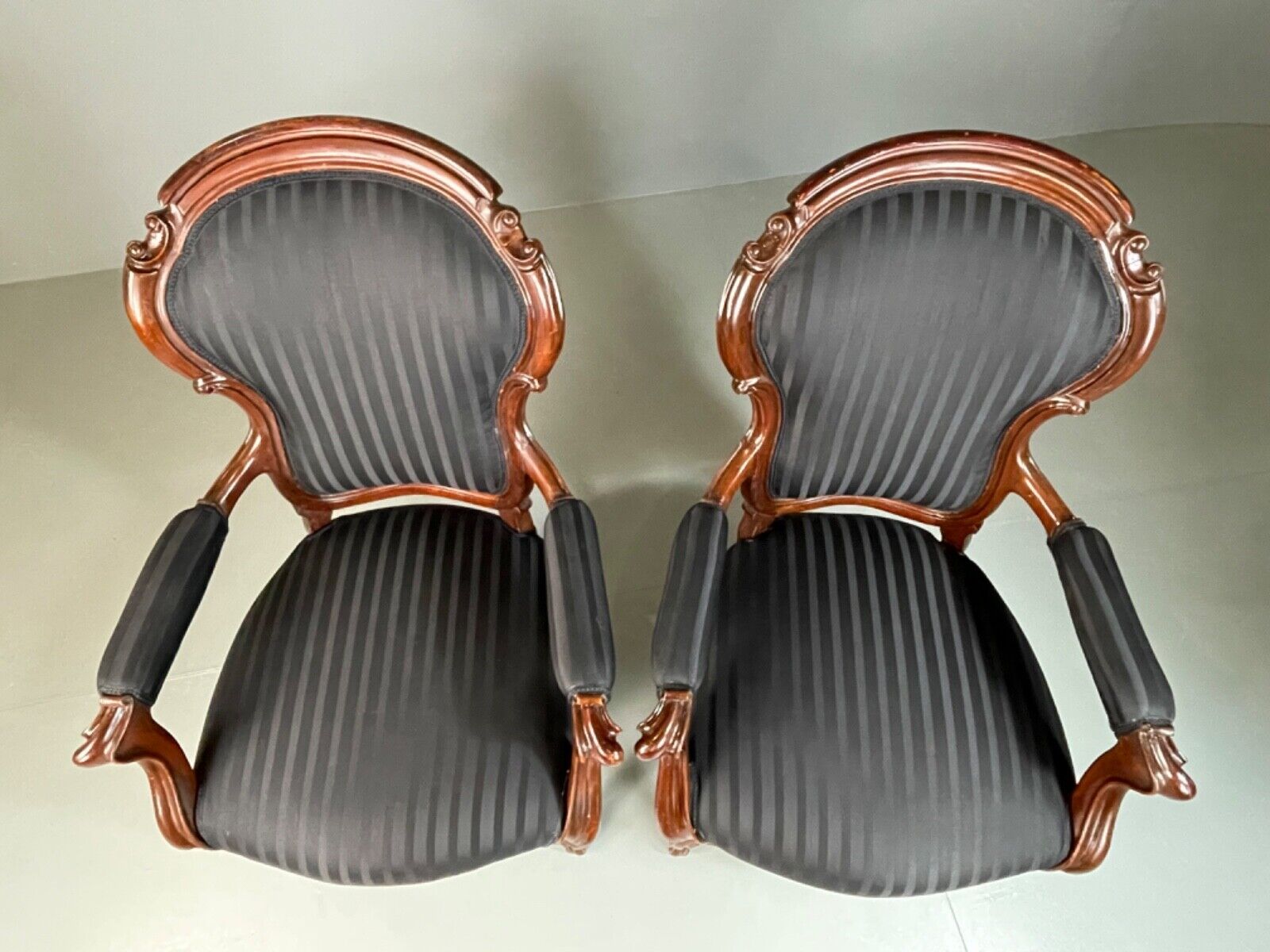 EB4818 Two Danish Balloon back Mahogany Framed Chairs, Antique, Vintage VCAR - UKDK FURNITURE