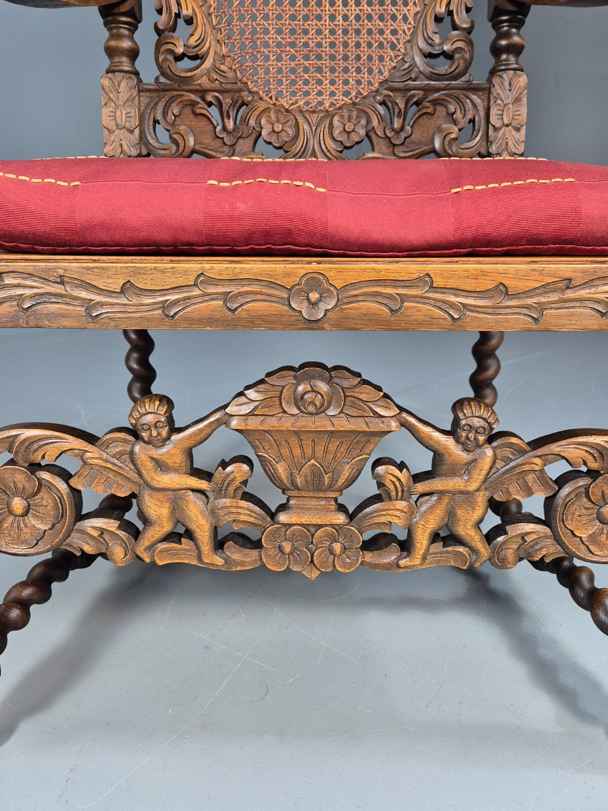 Vintage Danish Baroque Style Elbow Chair Barley Twist Bergere 20th C EB9035 VCAR - UKDK FURNITURE
