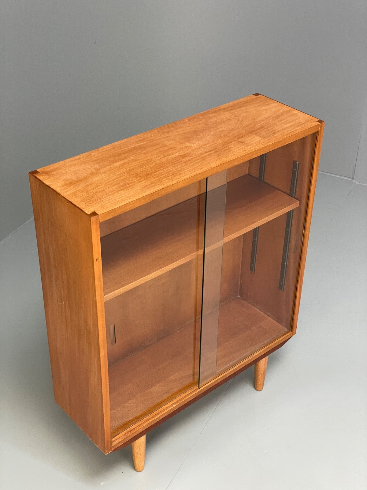 Vintage Teak Glazed Bookcase By Criterion 1960s Mid Century EB9818 MWOO - UKDK FURNITURE