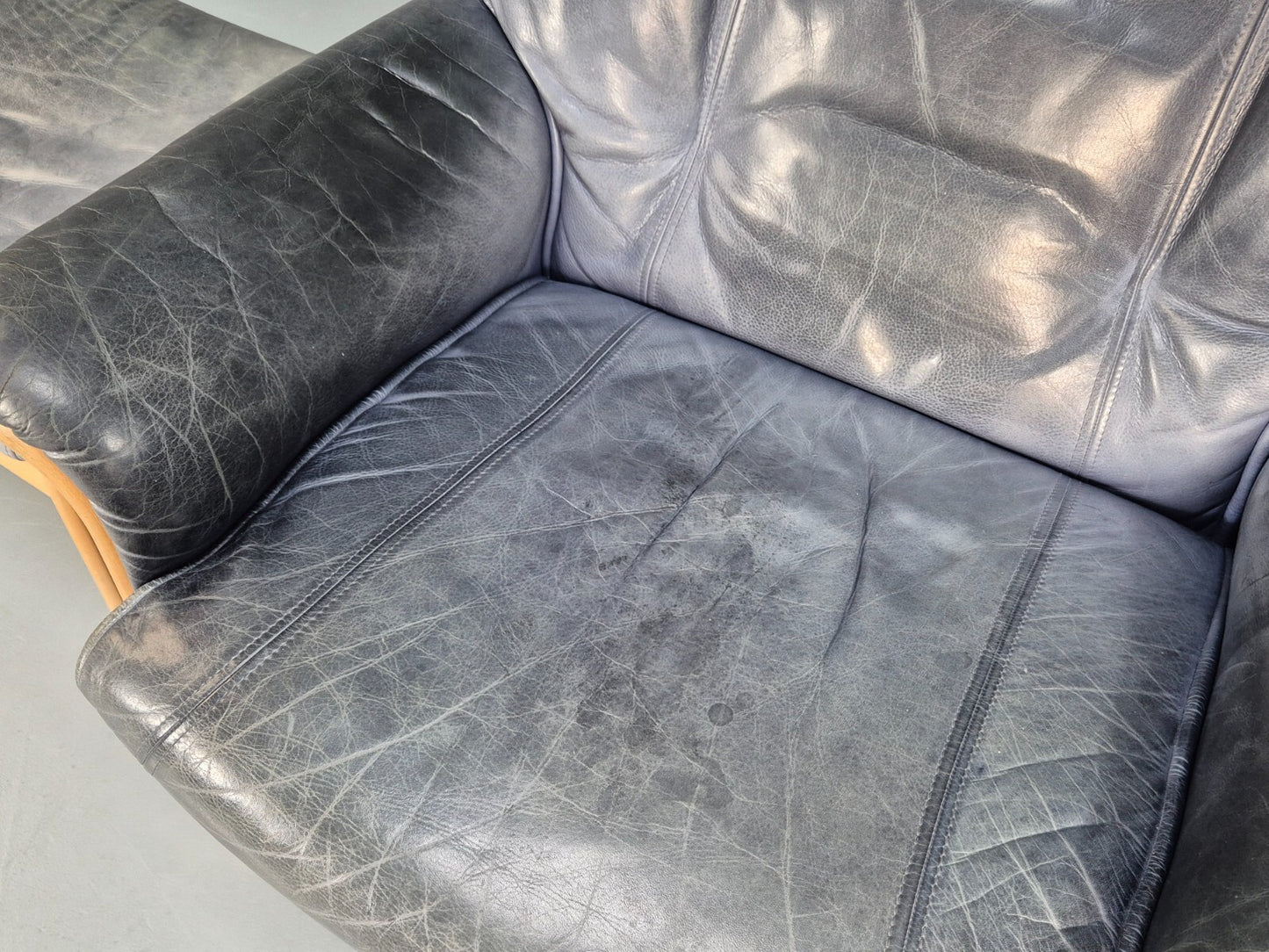 Mogens Hansen Leather Chair and Footstool Vintage Danish Design 1990 EB9270 MNOR - UKDK FURNITURE
