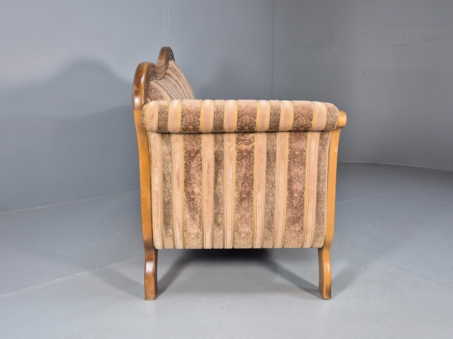 Vintage Danish Empire Style 2 Seat Settee Brown and Cream Antique EB9541 V2SS - UKDK FURNITURE