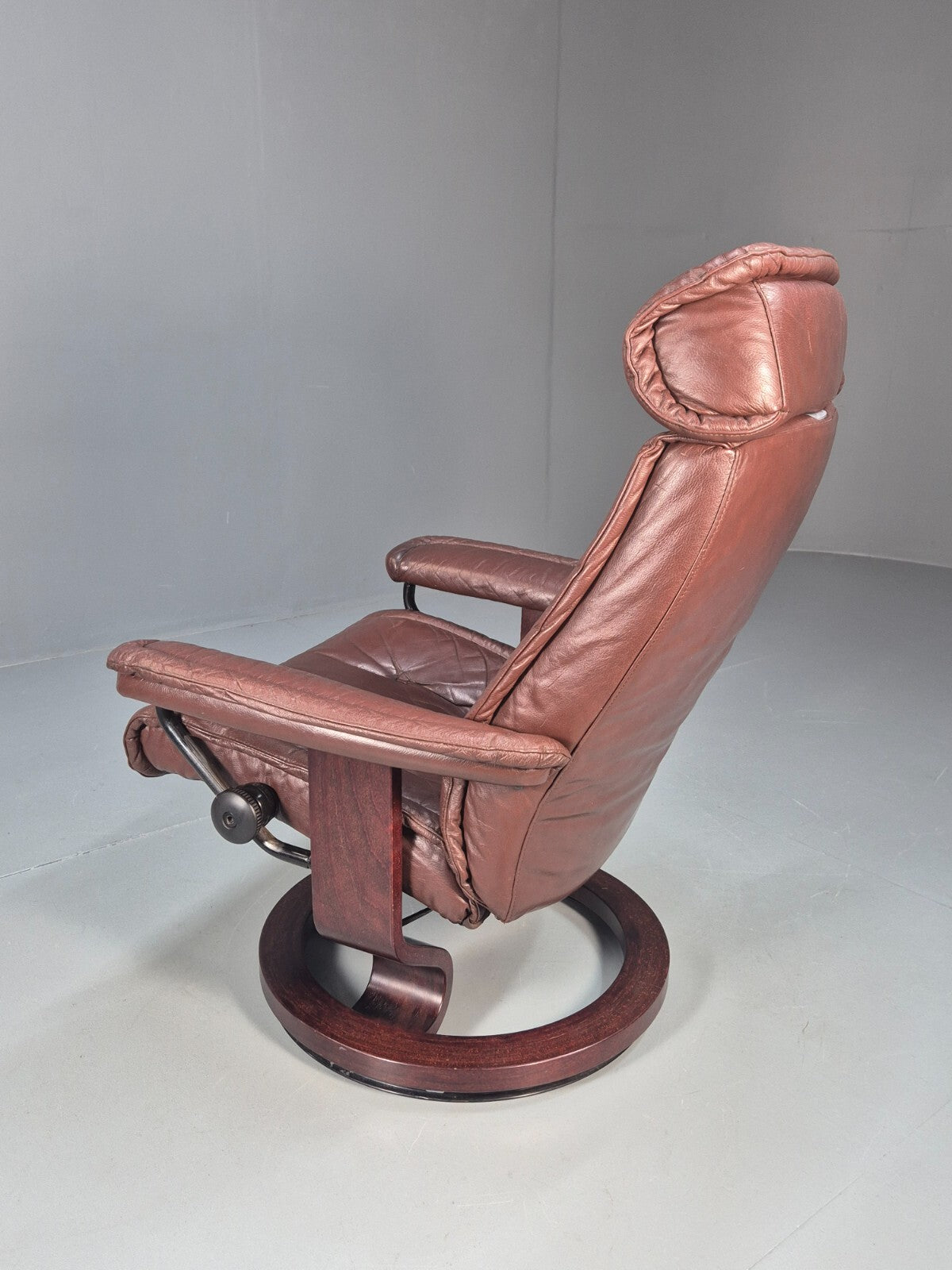 Brown Leather Ekorness Stressless Swivel Reclining Chair Vintage EB9279 MSWI - UKDK FURNITURE