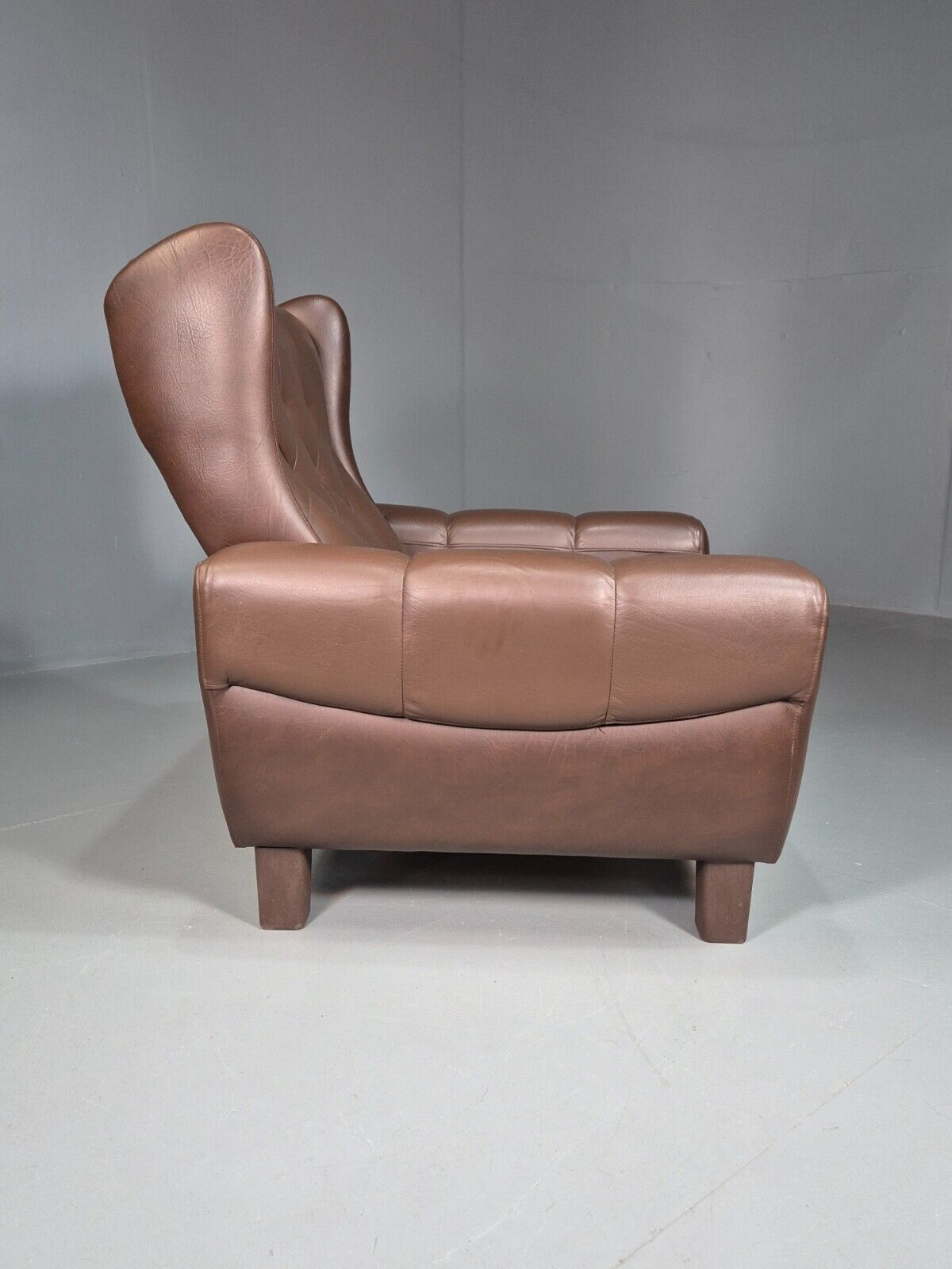 Vintage Danish Lounge Chair Brown LeatherWingback 1970s Retro MCM EB7815 MNOR - UKDK FURNITURE