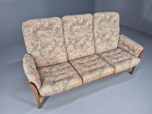 Vintage 3 Seat Ercol Saville Sofa Floral Cotton Upholstery 1980s EB9453 M3SS - UKDK FURNITURE