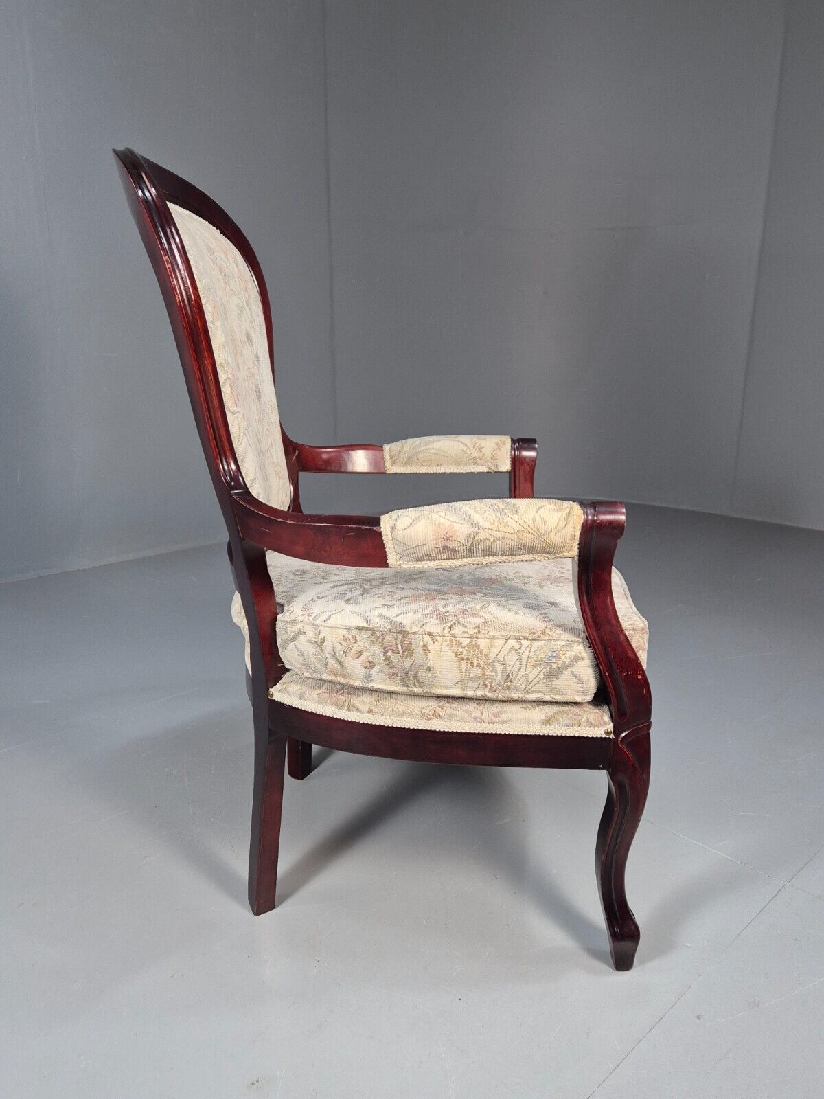 Vintrage Danish Lounge Chair Floral Cotton Antique French Style EB8927 VCLO - UKDK FURNITURE