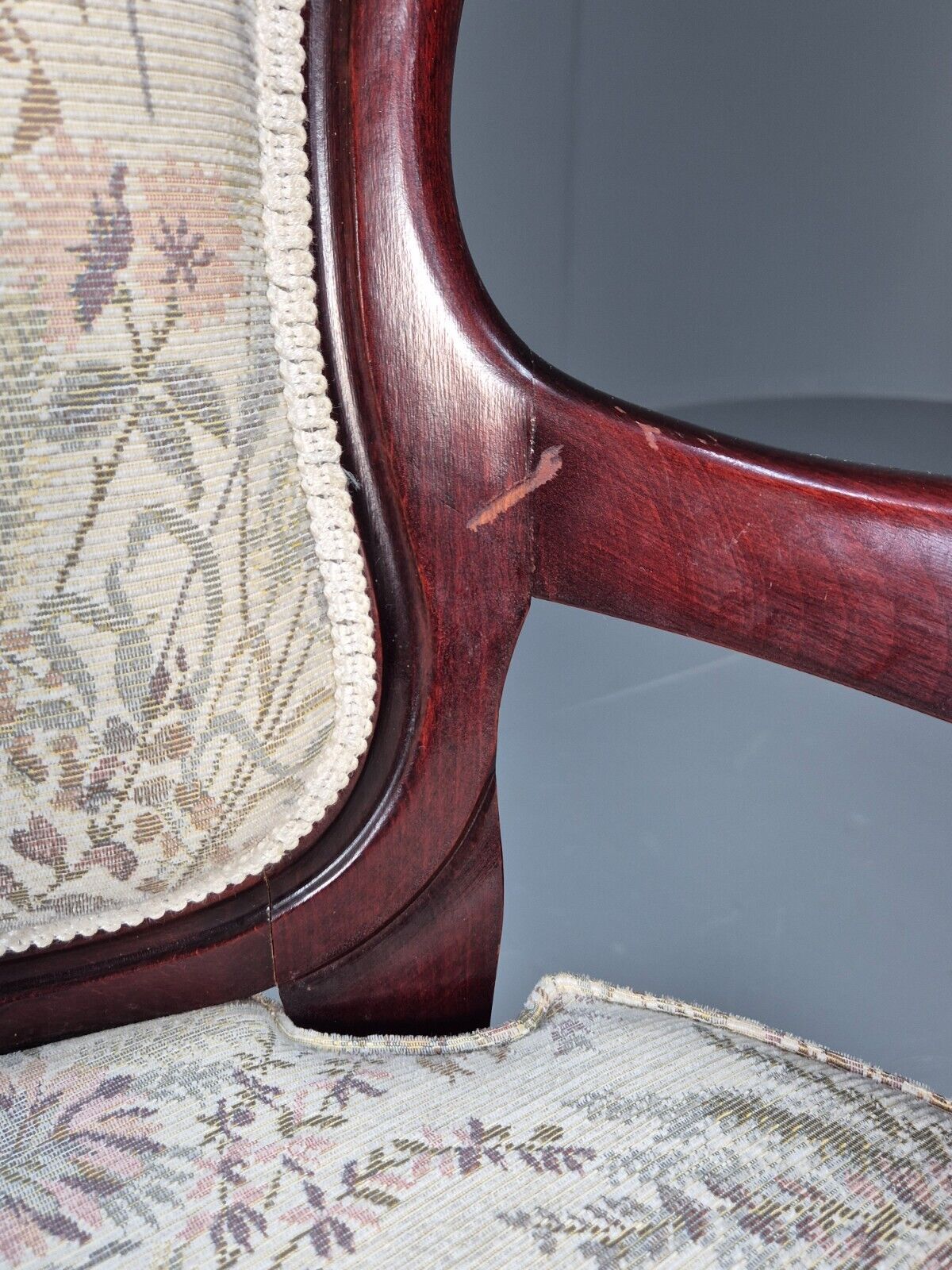 Vintrage Danish Lounge Chair Floral Cotton Antique French Style EB8927 VCLO - UKDK FURNITURE