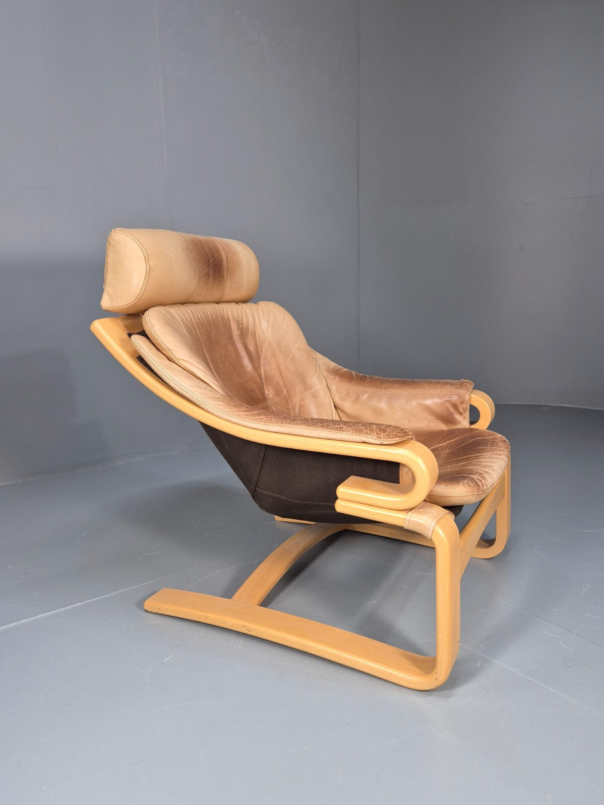 Vintage Danish Skippers Bentwood and Leather Apollo Lounge Chair EB9268 MBEN - UKDK FURNITURE