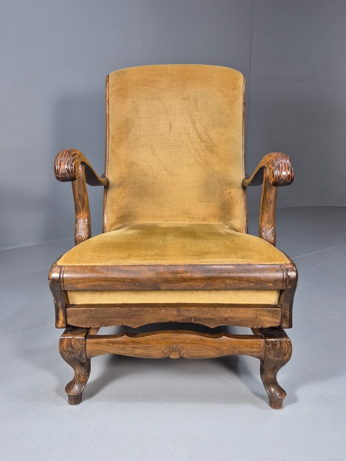Vintage Danish Rocking Chair Beech and Gold Velour 1940s Retro EB9054 VCLO - UKDK FURNITURE