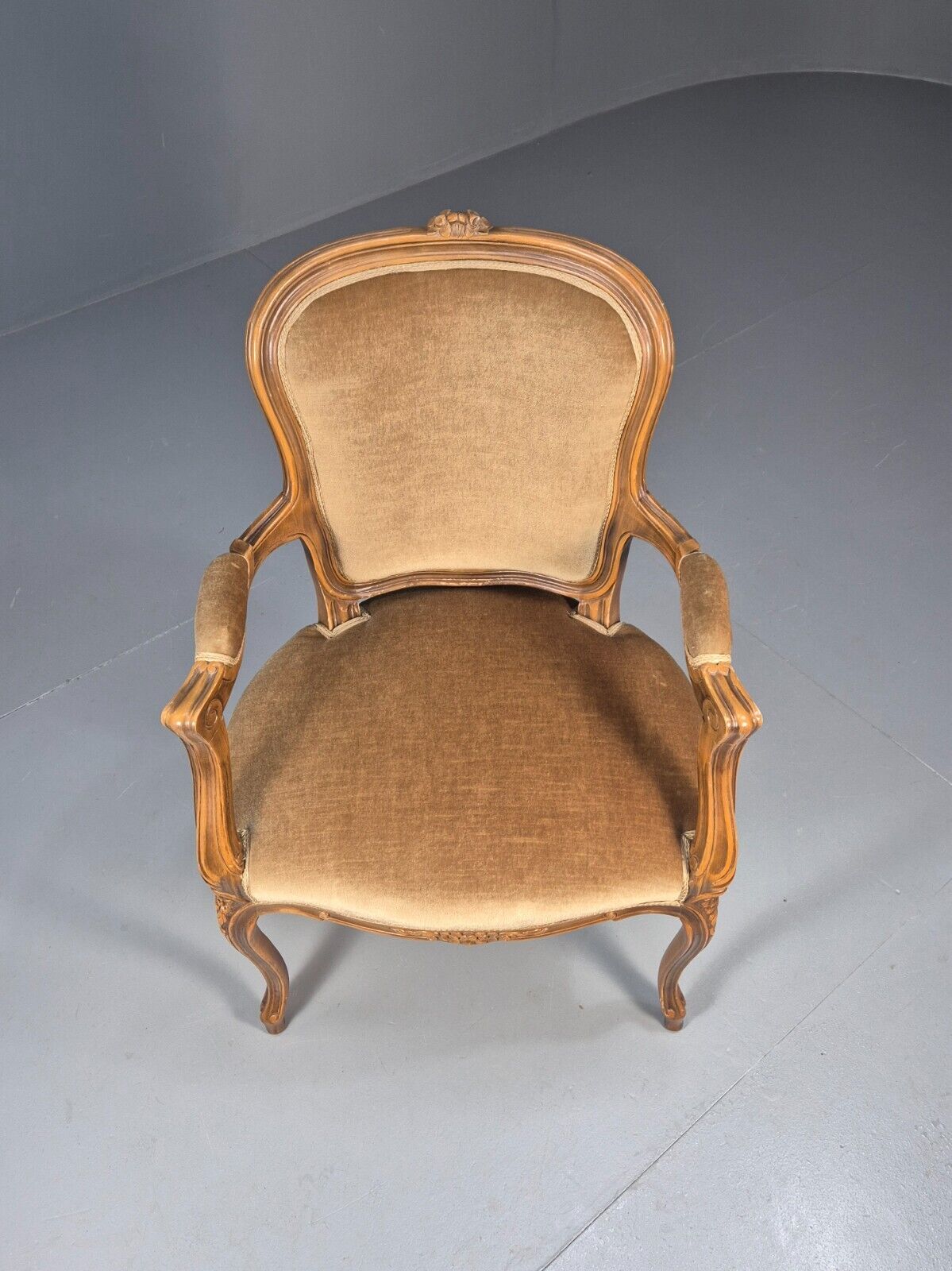 Vintage Danish Lounge Chair Gold Velour Antique French Style EB8993 VCLO - UKDK FURNITURE
