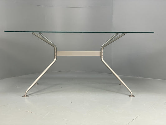 Italian Glass Dining Table Calligaris 'Play' Modern Steel Frame EB11542 MWOO1