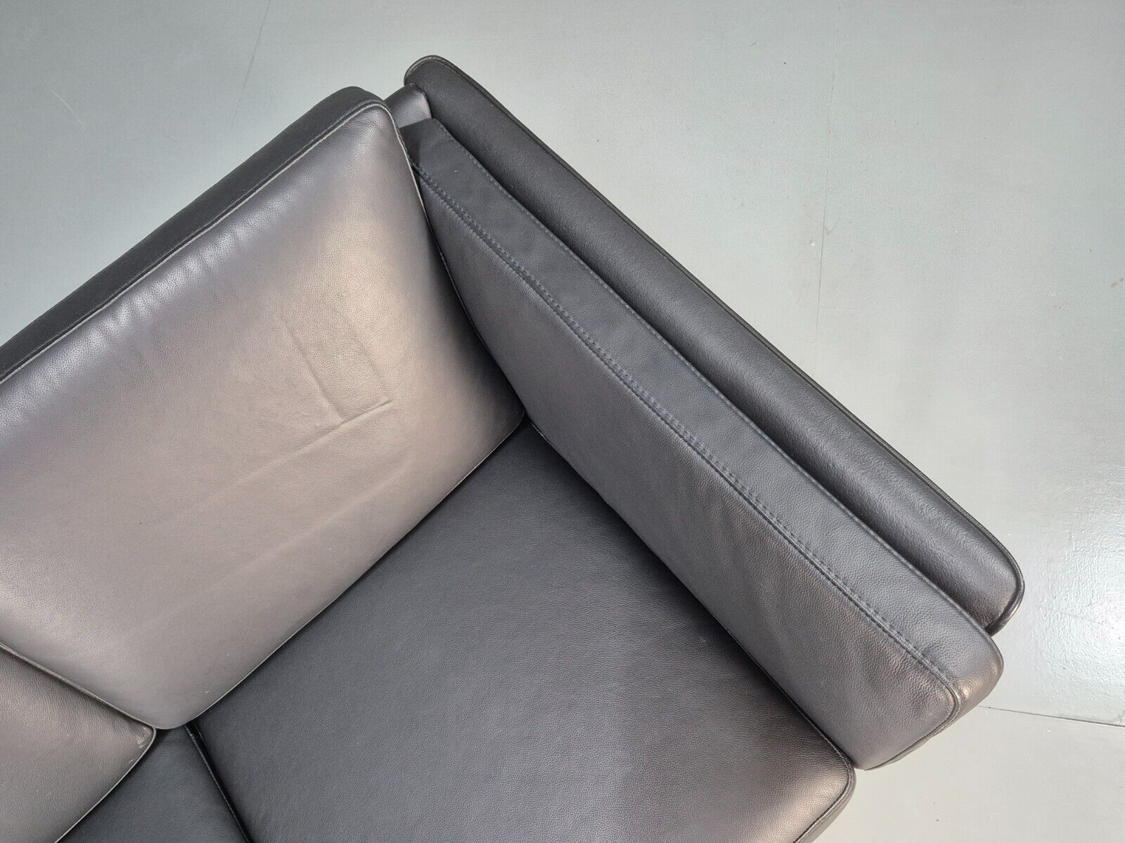 Vintage Danish 3 Seat Sofa Black Leather MId Century Retro 1980s EB8625 M3SS - UKDK FURNITURE