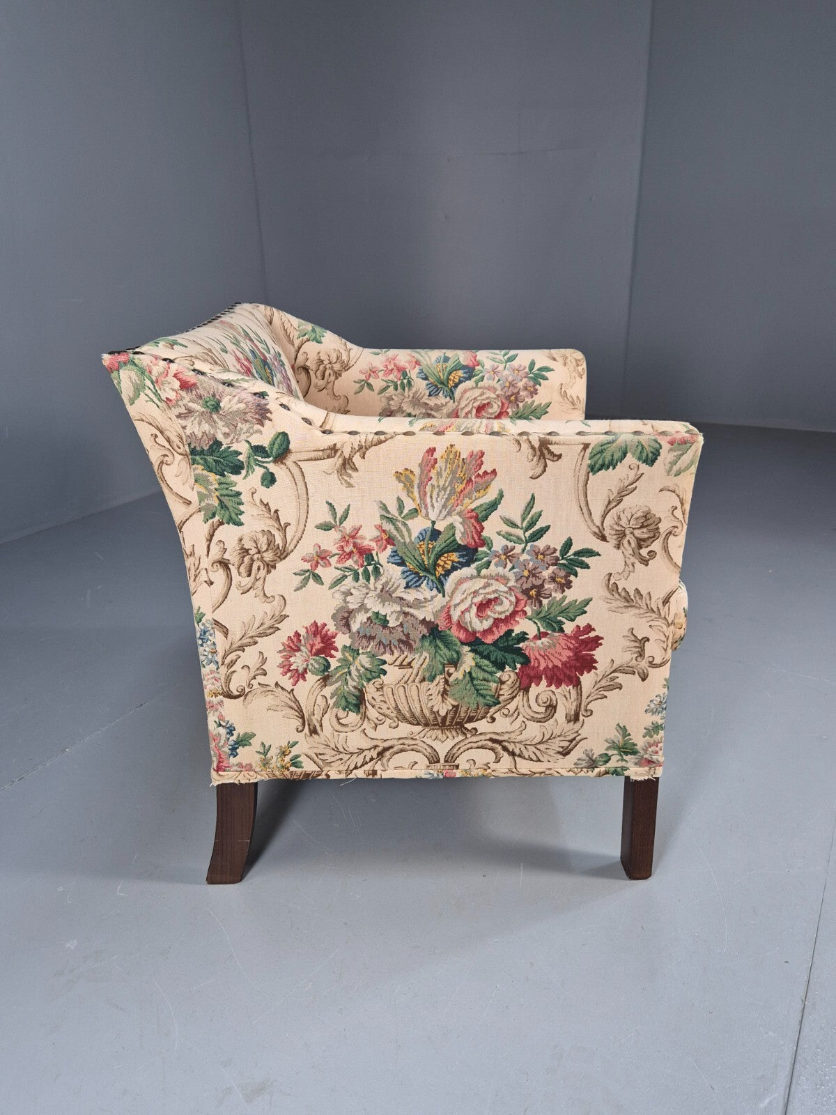 Vintage Danish Lounge Chair Floral Cotton Upholstery 1970s Retro EB07869 MNOR - UKDK FURNITURE