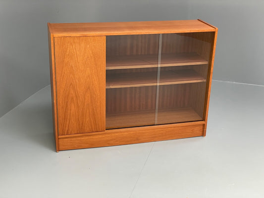 1970s Teak Shelving Unit Glass Doors And Cupboard Retro Bookcase EB8165 MWOO - UKDK FURNITURE