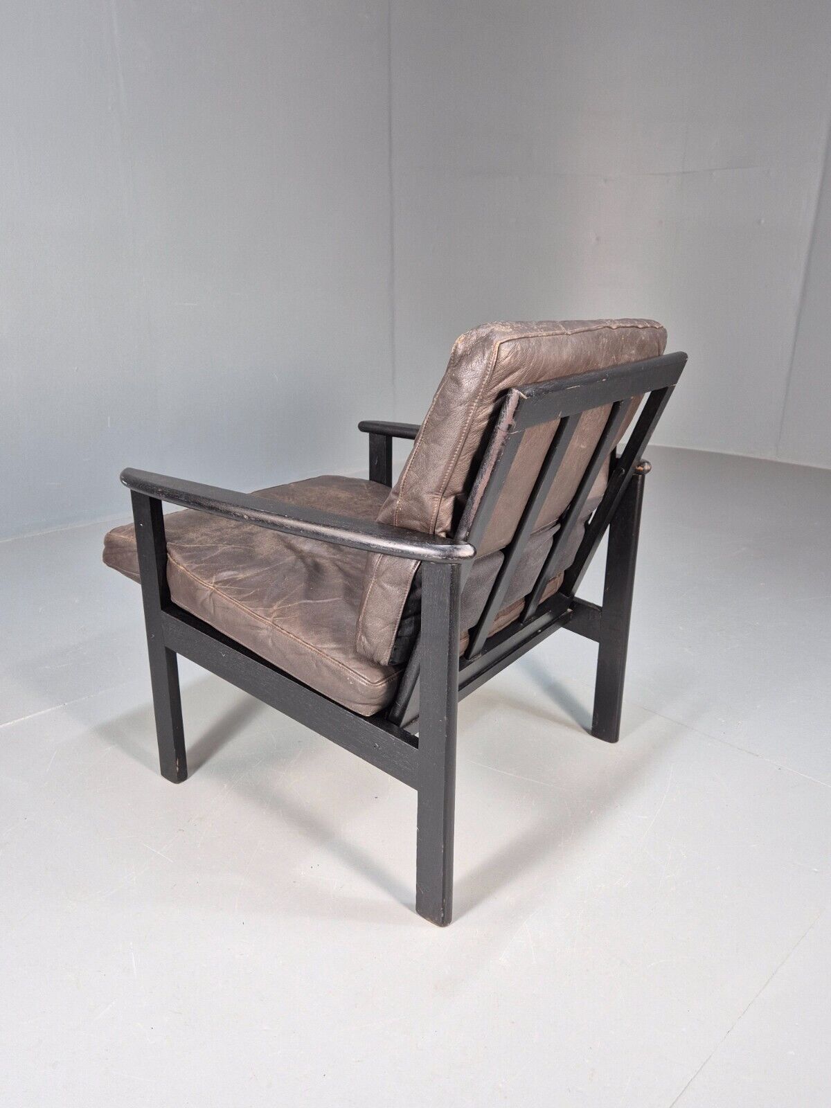 Vintage Danish Lounge Chair Brown Leather Beech Frame 1960s Retro EB8965 MNOR - UKDK FURNITURE