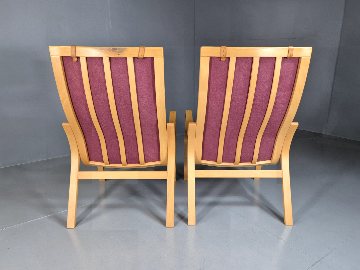 2 Vintage Danish Lounge Chairs Pink Bentwood Ostergaard Retro MCM EB7220 MBEN - UKDK FURNITURE