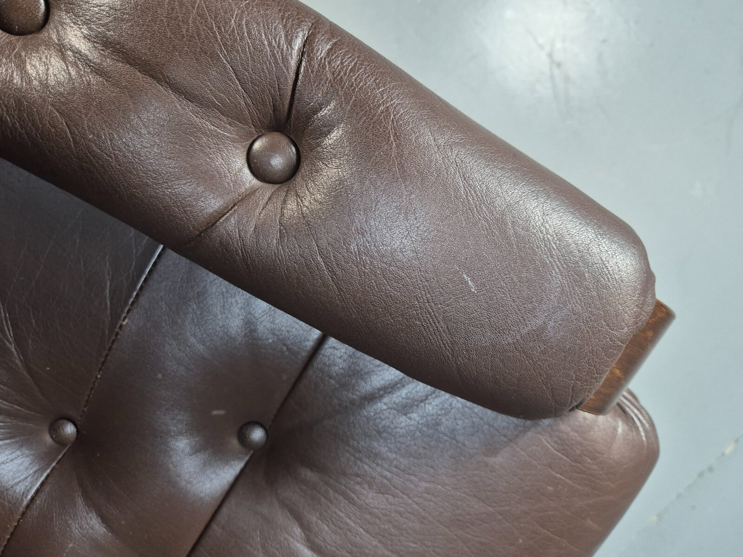 Vintage danish 3 seat Brown Leather Sofa Bentwood Frame 1980s Retro EB9079 M3SS - UKDK FURNITURE