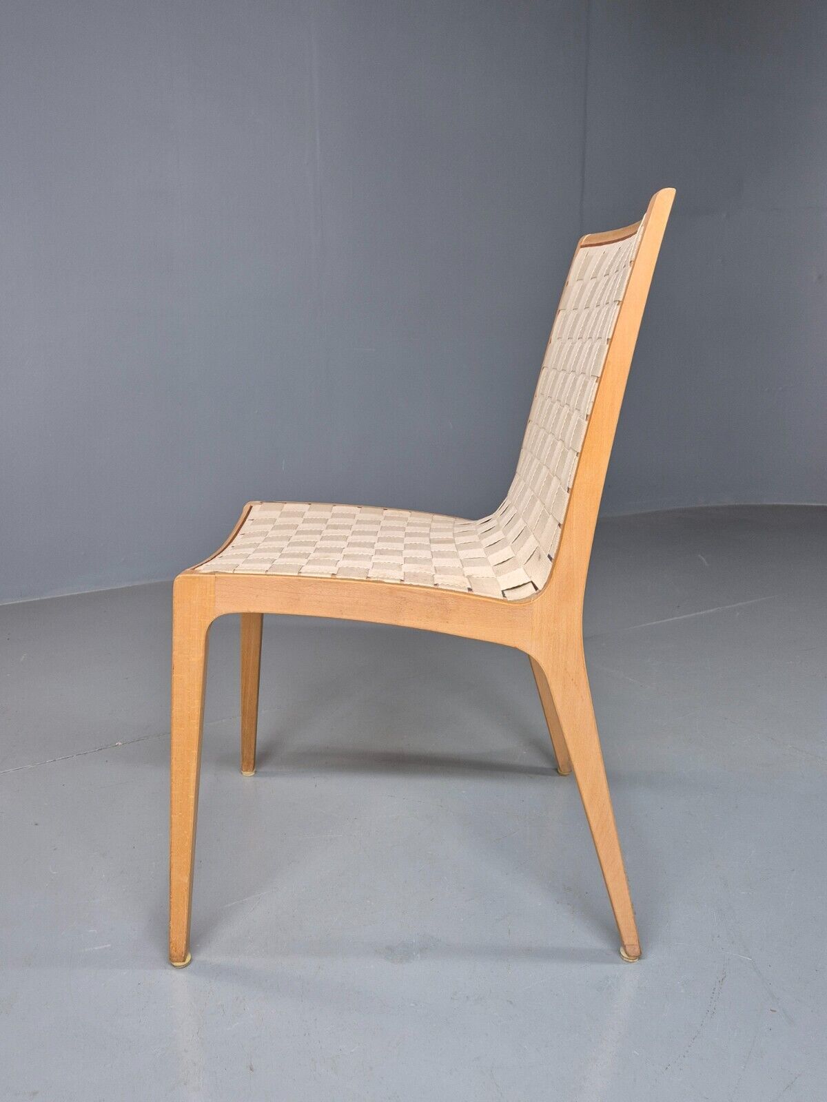 Vintage Danish Dining Chair Cream Canvas Finn Ostergaard Retro MCM EB8282 MDIN - UKDK FURNITURE