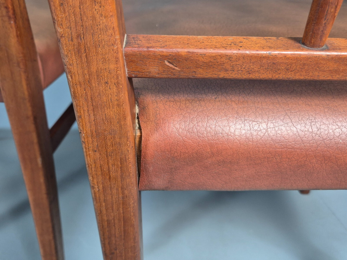 4 Gordon Russell Teak Dining Chairs Brown Vinyl 1960s Retro MCM EB9681 MDIN - UKDK FURNITURE