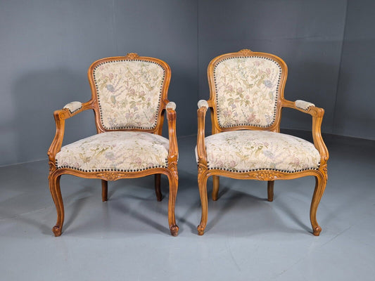 2 Vintage Danish Fauteuil Lounge Chairs Louis XVI Style 1970s Built EB7606 VCLO - UKDK FURNITURE