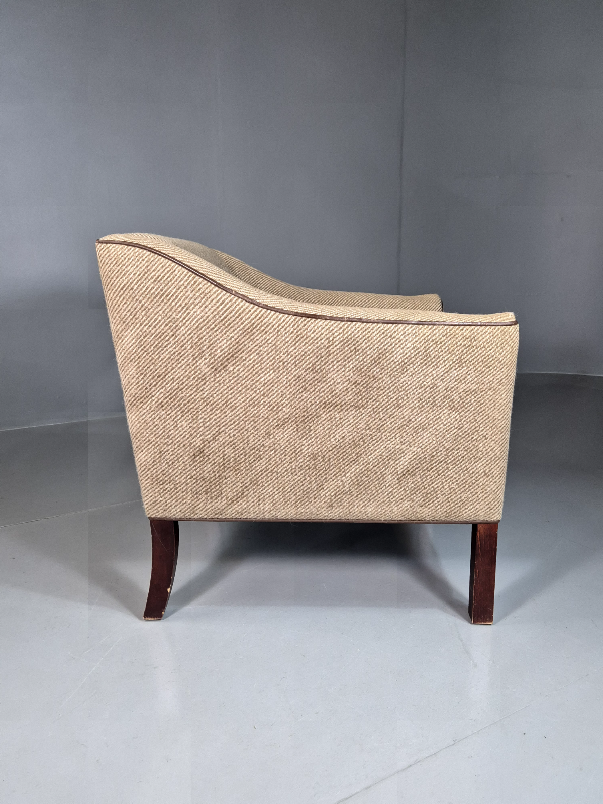 Vintage Danish Lounge Chair Brown Cream Wool 1980s Retro MCM EB7330 MNOR - UKDK FURNITURE