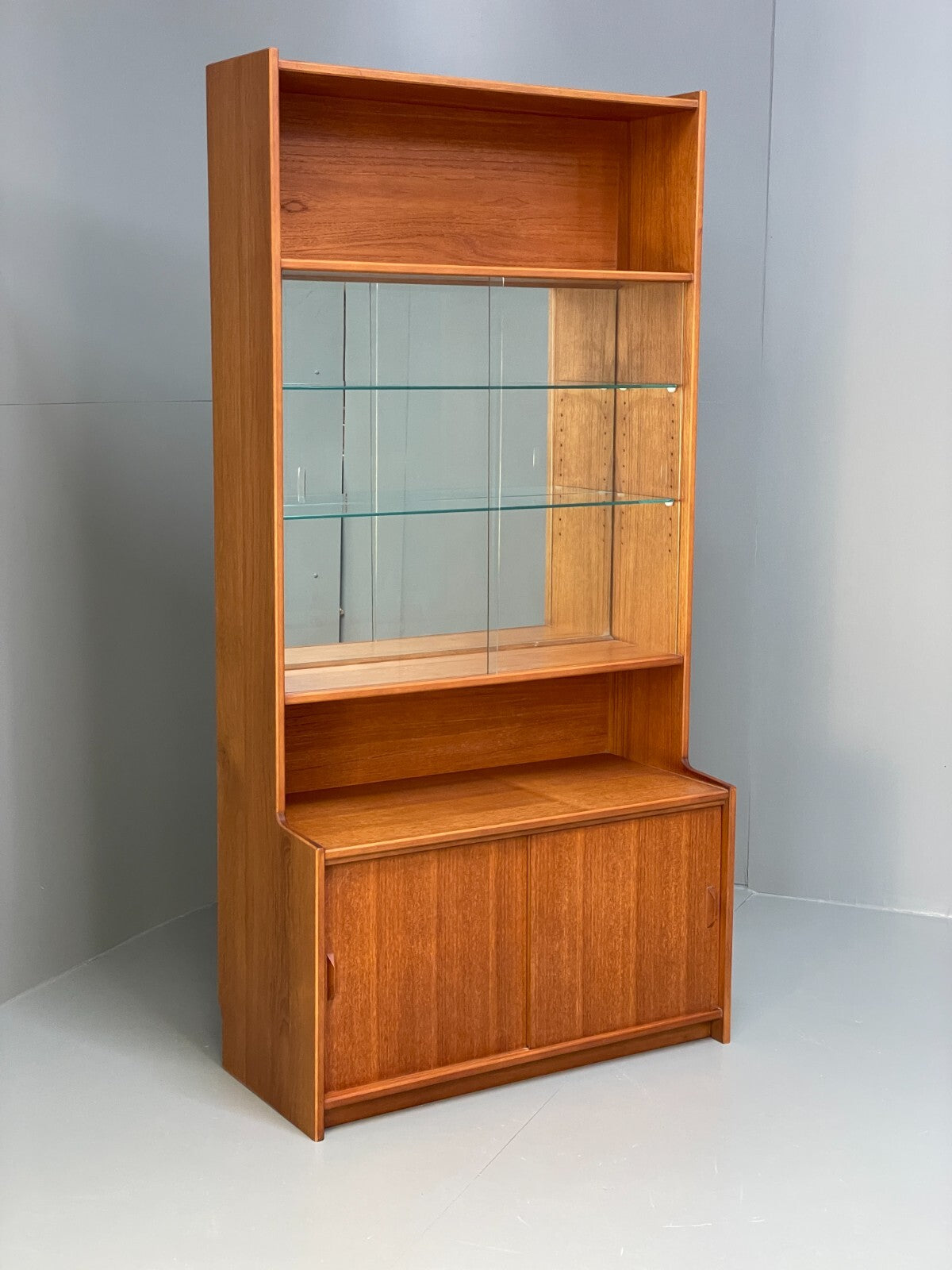 Vintage Teak Wall Unit By Gibbs Furniture 1970s Glazed EB9715 MWOO - UKDK FURNITURE