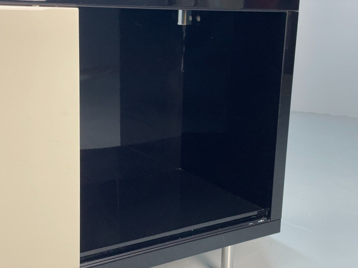 Modern Gloss Black Media Unit With Metal Legs Contemporary Storage EB8661 MWOO - UKDK FURNITURE