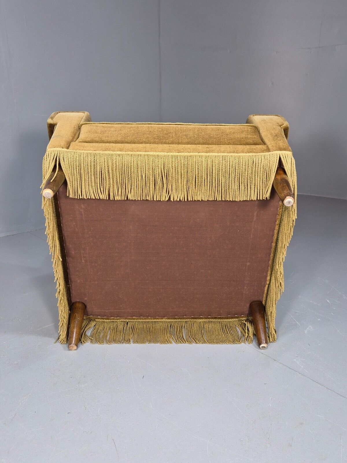 Vintage Danish Mid Century Lounge Chair Green Velour and Tassels MCM EB9041 MNOR - UKDK FURNITURE
