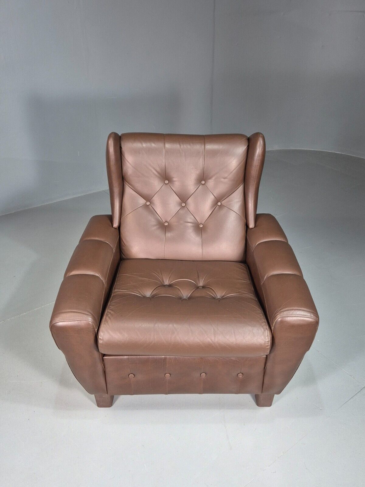 Vintage Danish Lounge Chair Brown LeatherWingback 1970s Retro MCM EB7815 MNOR - UKDK FURNITURE