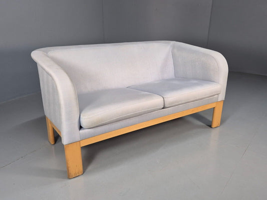 Vintage Swedish 2 Seat Sofa Blue wool Oak 1980s Curved Form Retro Eb7762 M2SS - UKDK FURNITURE
