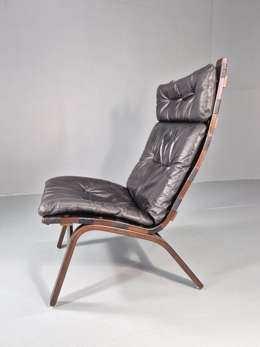 Vintage Farstrup Lounge Chair Danish Design 1970s Retro Leather MCM EB11320 MBEN1