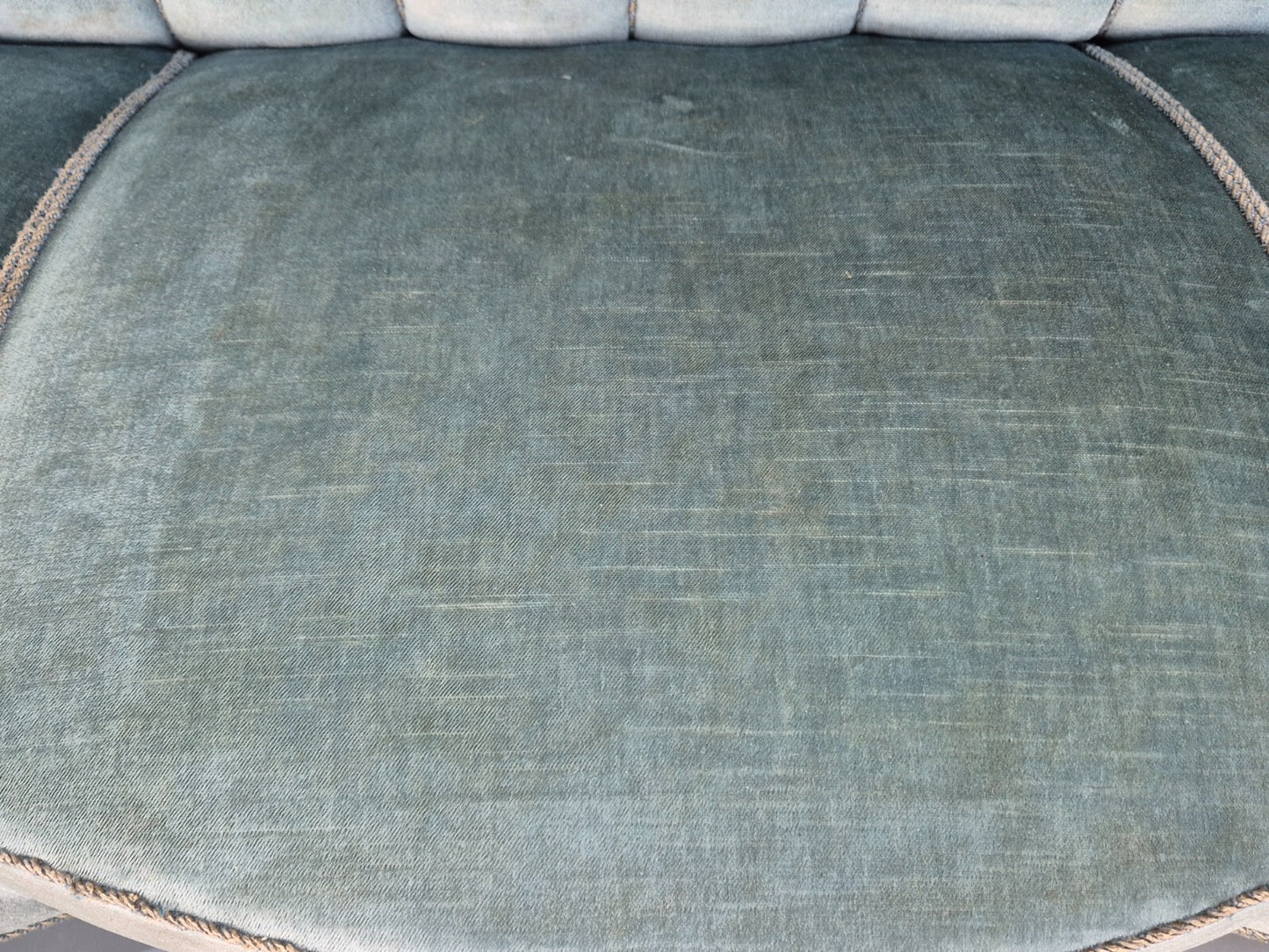 Vintage Danish Art Deco Sofa Blue Velvet Velour Oak Frame Shell Back EB9591 V3SS - UKDK FURNITURE