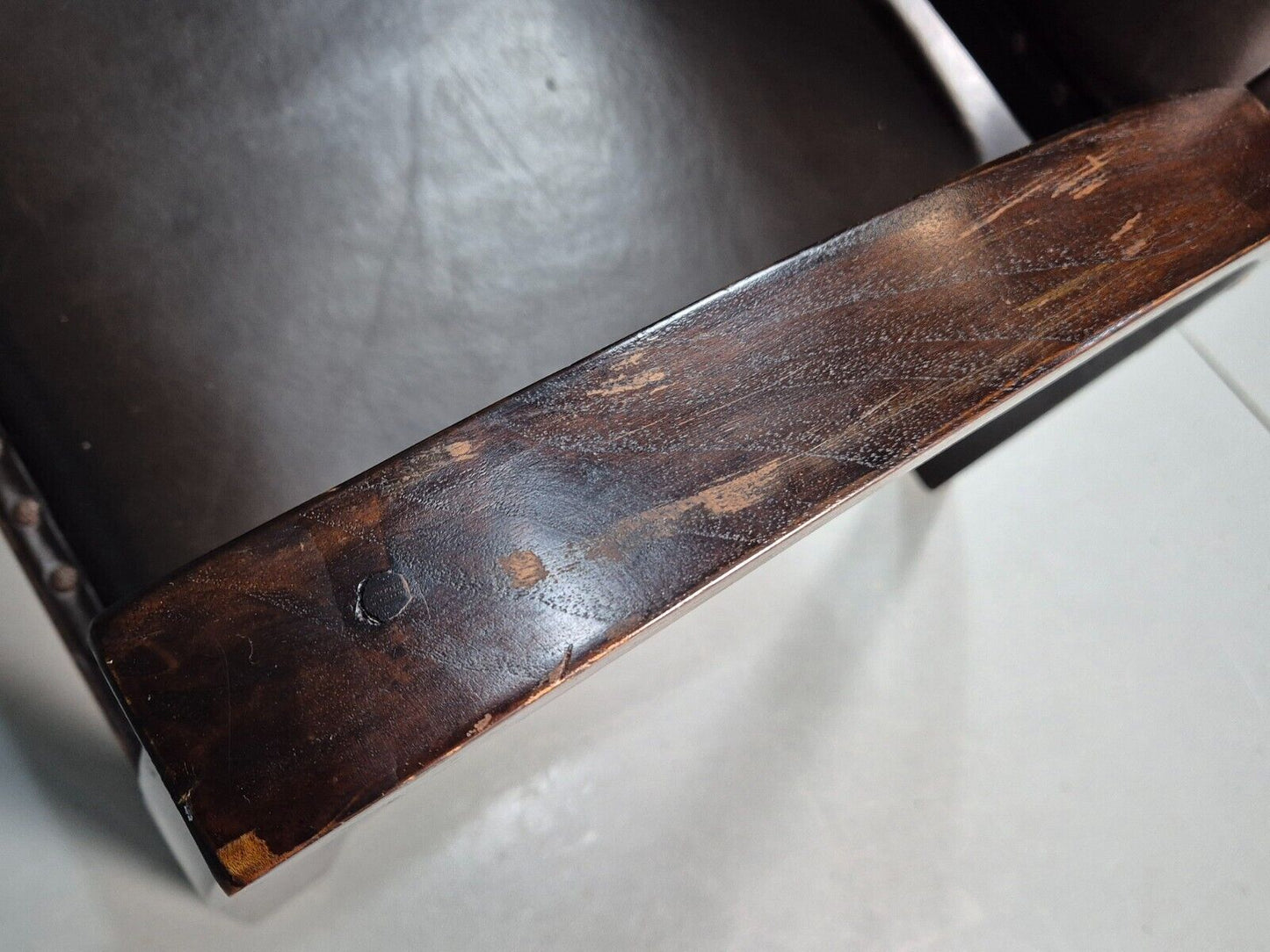 Vintage Danish Art Deco Style Leather Mahogany 2 Seat Sofa EB8045 V2SS - UKDK FURNITURE