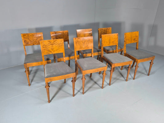 8 Biedermeier Birch Dining Chairs New Upholstery Swedish Design EB10818 VDIN1