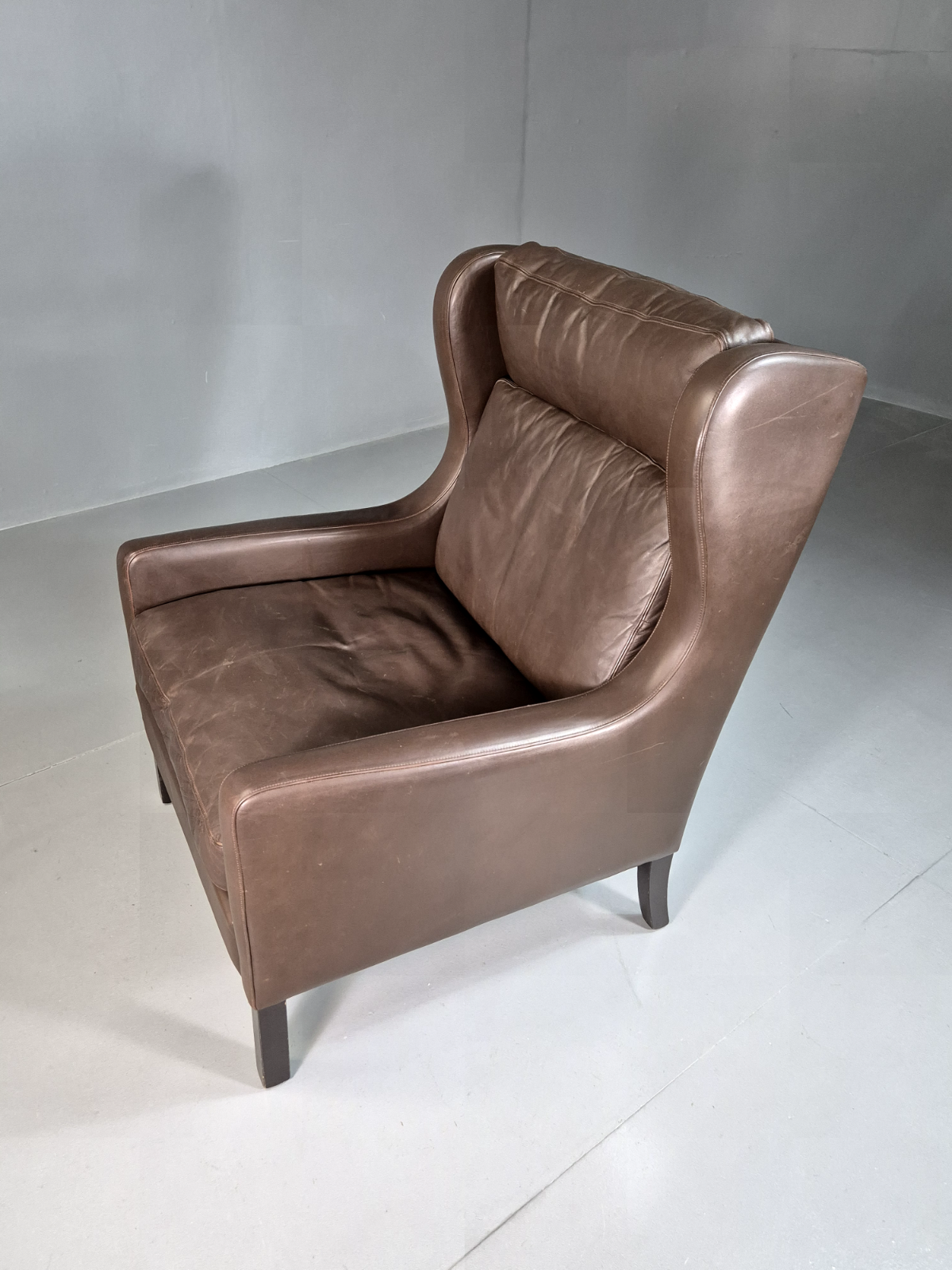 Vintage Danish Wingback Lounge Chair Brown Leather Mogensen Retro EB7211 MNOR - UKDK FURNITURE