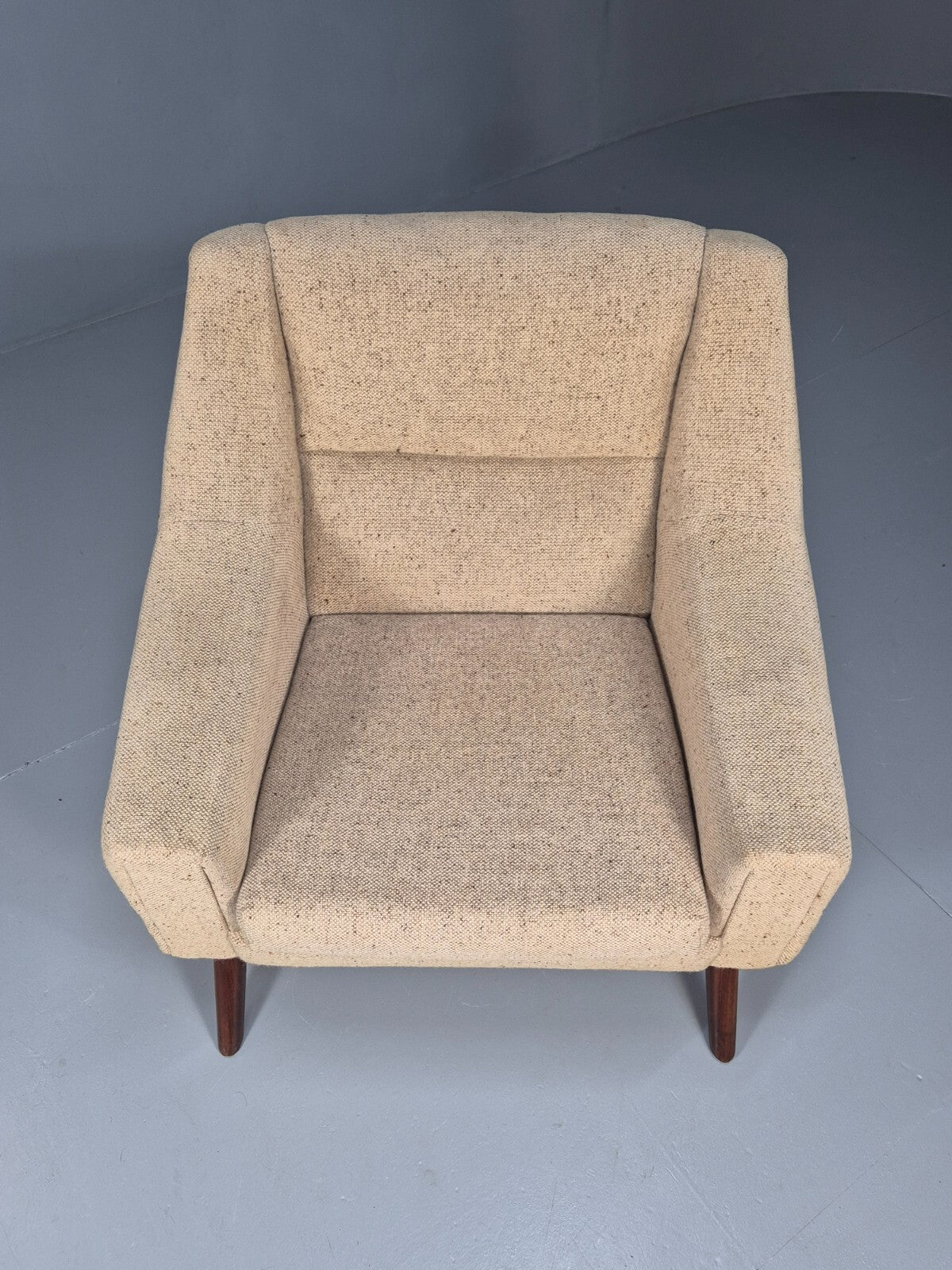 Midcentury Danish Arm Chair Oatmeal Wool Fabric Vintage Seating EB8880 MNOR - UKDK FURNITURE