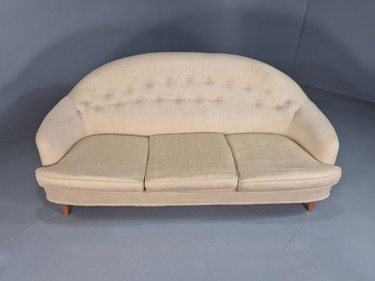 Vintage Swedish 3 Seat Sofa Cream Wool Paradise Nordiska Style MCM EB7772 M3SS - UKDK FURNITURE