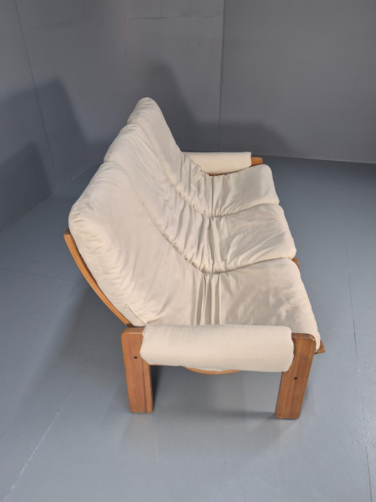 Swedese Pine Three Seater Settee  Canvas Cover Yngve Ekstrom 1970s EB10638 M3SS14