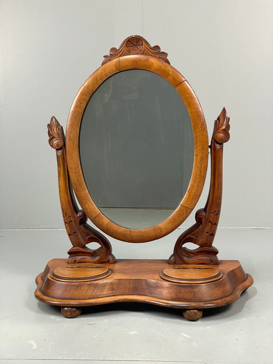Antique Walnut Swing Mirror Victorian With Trinket Compartments EB11553 MWOO1
