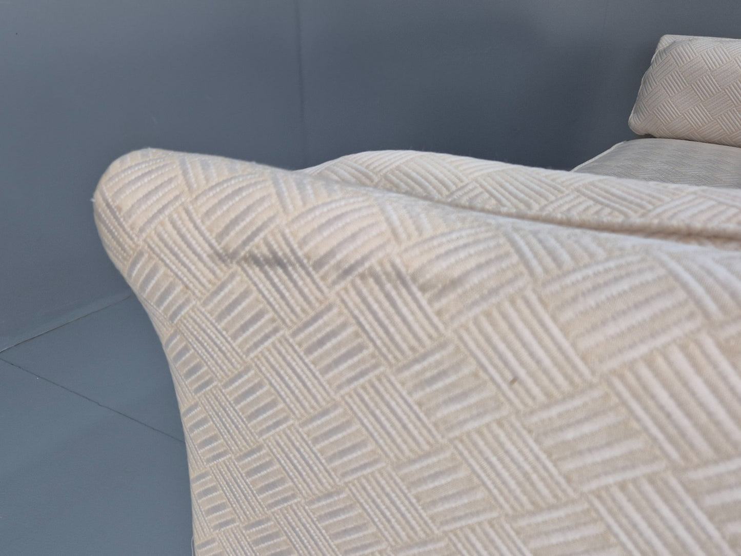 Vintage 2 Seater Sofa Retro Danish Cream Patterned Fabric EB10516 M2SS21