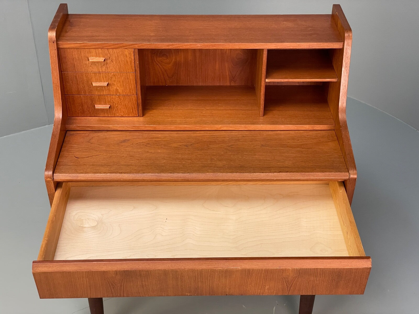 Vintage Teak Writing Desk Danish Mid Century Drawers Bureau EB8809 MWOO - UKDK FURNITURE