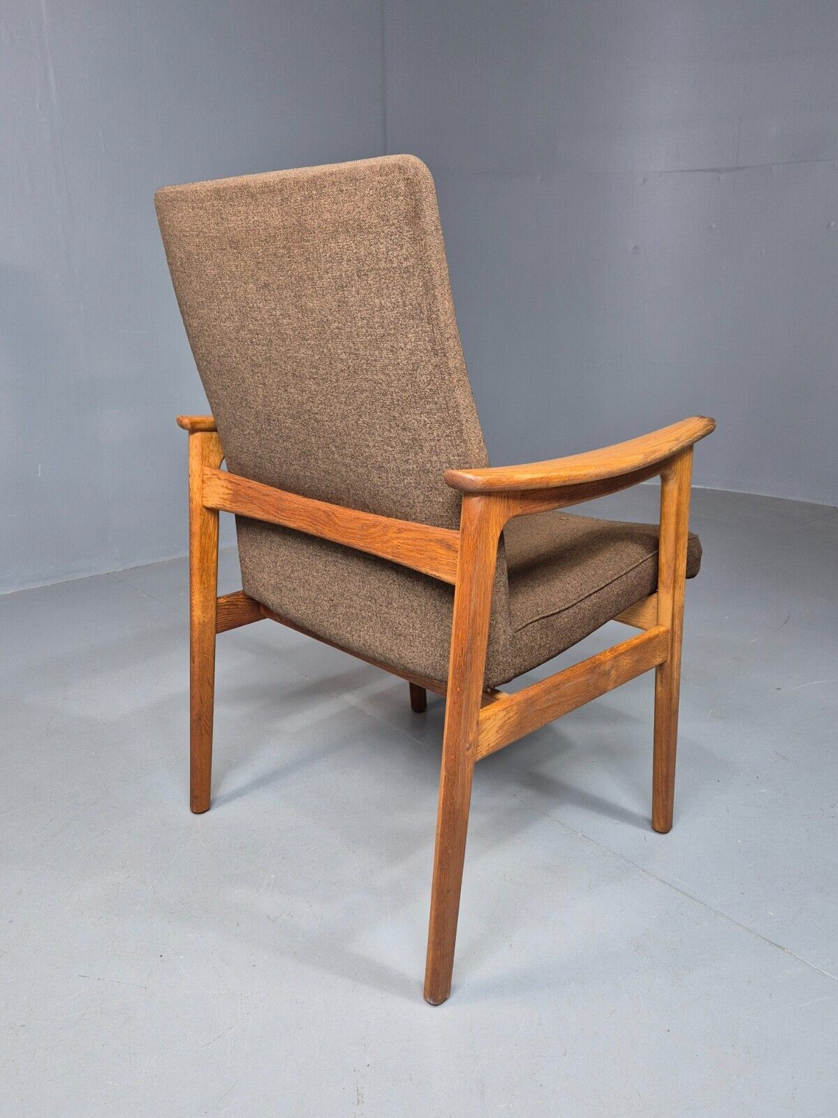 Vintage Danish Elbow Chair Green Wool Oak Hong Kirkegaard Retro MCM EB8271 MDIN - UKDK FURNITURE