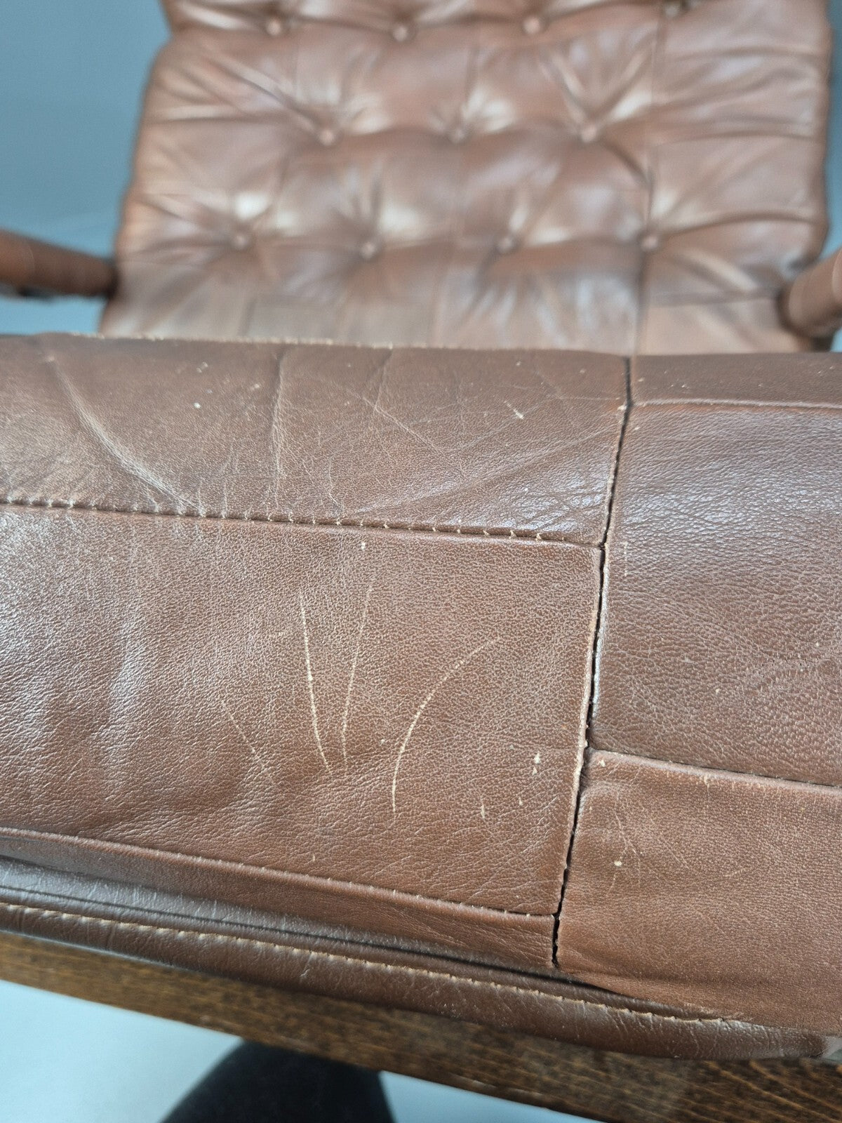 Vintage Danish Bentwood Lounge Chair Brown Leather Buttoned 1970s EB9486 MBEN - UKDK FURNITURE