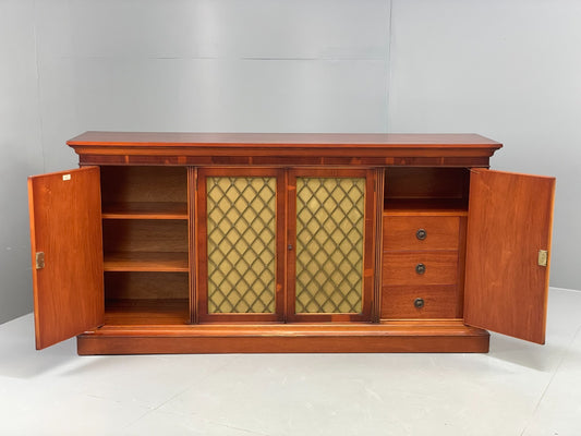 Vintage Regency Style Sideboard 1960s Cherry Wood Shelving Brass EB11505 MWOO1