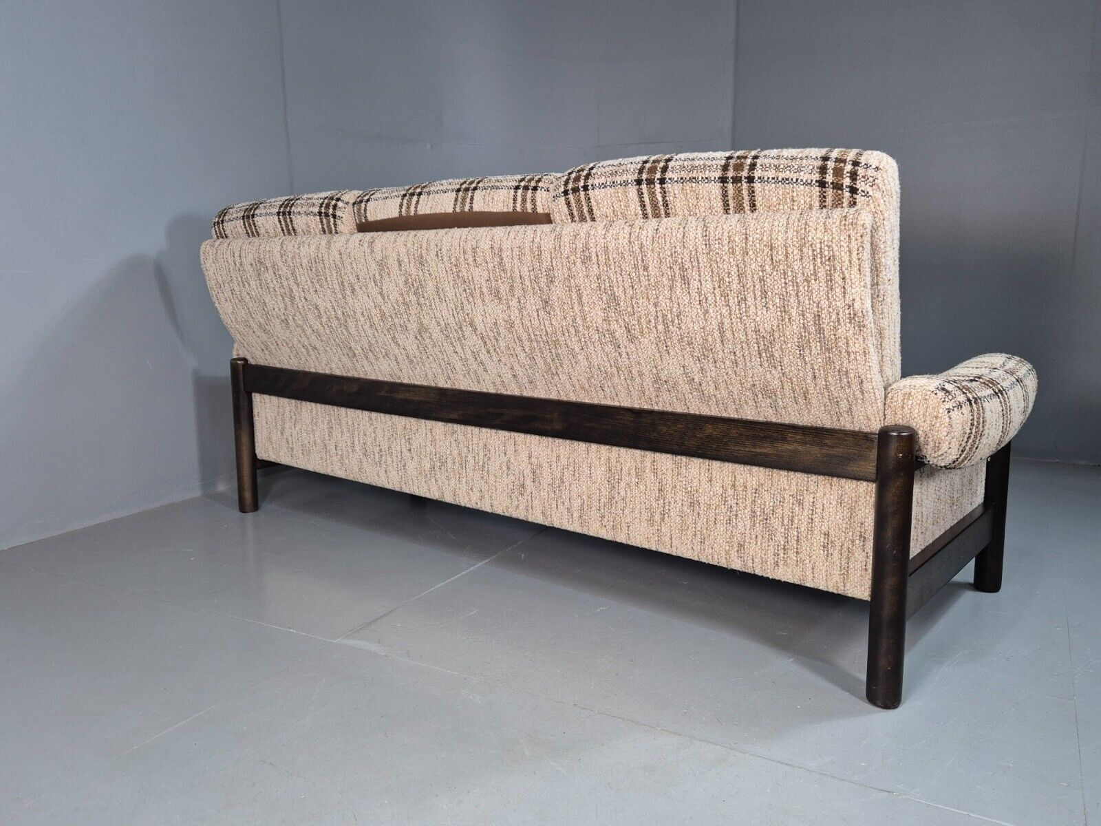 Vintage Danish 3 Seat Sofa Cream and Brown 1970s Retro MCM EB8320 M3SS - UKDK FURNITURE