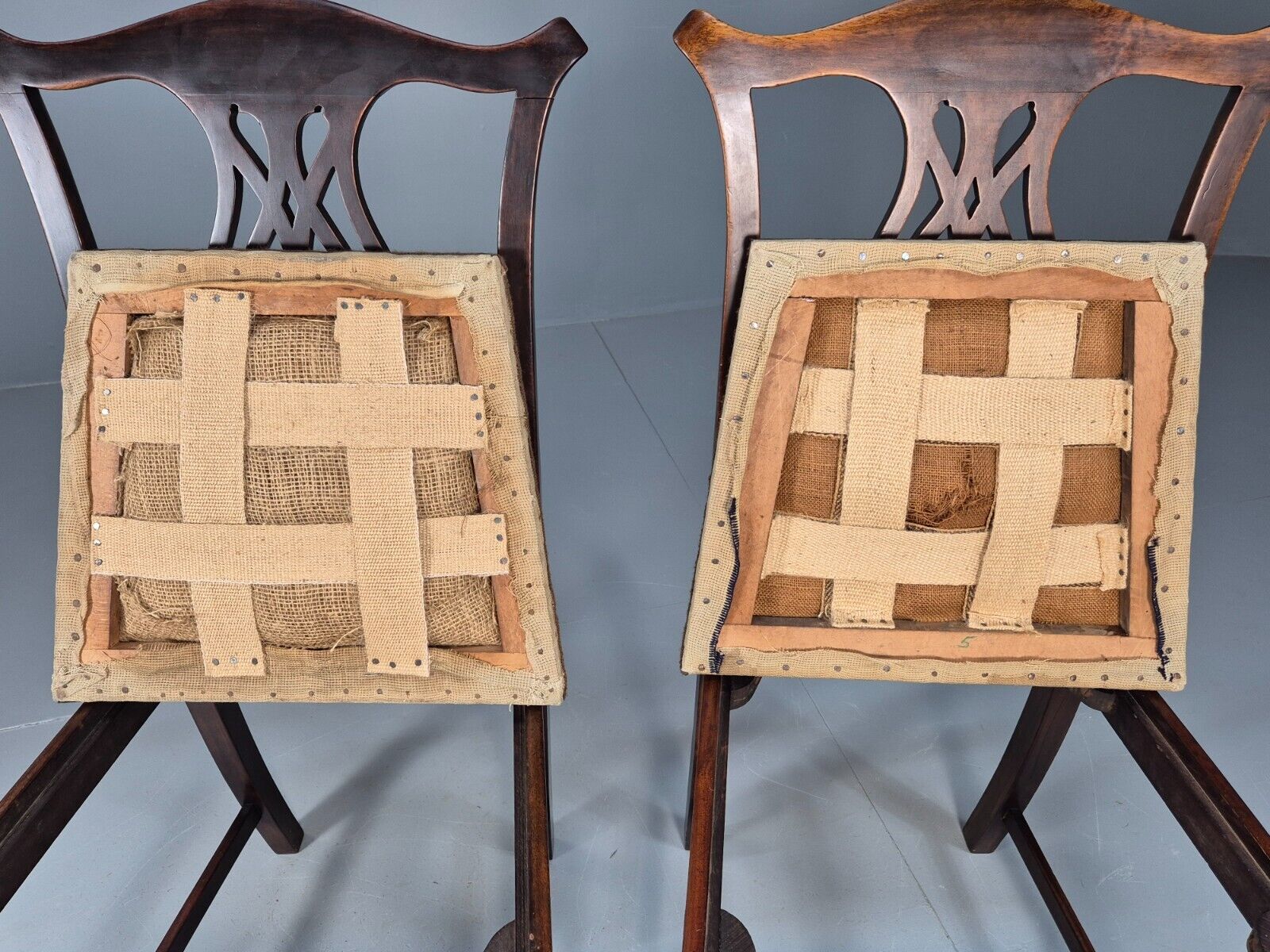 2 Antique Georgian Style Dining Chairs Mahogany Chippendale Style EB9147 VDIN - UKDK FURNITURE